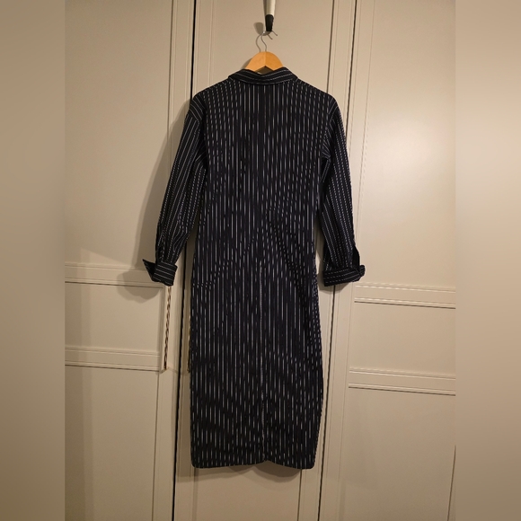 Arket Black Pinstripe Wrap Cotton Dress - Picture 3 of 8